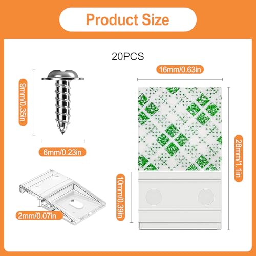 EXIN DEHCEN 20 Stück Transparente Lichtstreifen-Clips Selbstklebend mit Schrauben Montage, 10mm Breite Led Strip Befestigung Streifen Clips, Led Streifen Halterung, Led Strip Halterung Befestigung