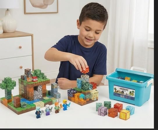 AB LUXE 158PCS Magnetic Blocks for Kids Magnetic Building Tiles STEM Set including Storage Box - Image 2