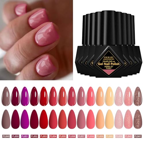 Set de esmaltes en gel rojo 15 colores miniatura 4