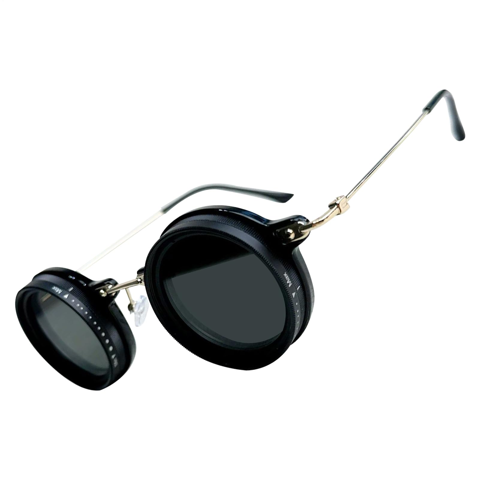 Lentes de sol ajustables con tinte ajustable, lentes de sol redondeados ND de 9 engranajes, accesorio de gafas multifuncionales, pantallas de control de luz para deportes, al aire libre, playa