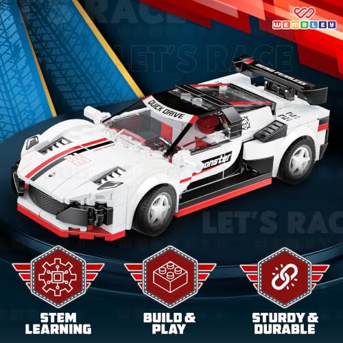Image of Wembley Super Power Car Building Blocks Set for Kids 3+ Years | 241 PCS Pull Back Sports Car Model with Racing Driver Figure| STEM Construction Toy with Detailed Cockpit| Gift for Boys & Girls