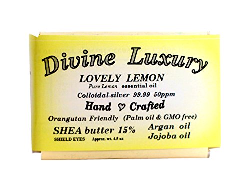 Colloidal Silver Soap Bar LEMON (essential oil) DivineLuxurySoap - All Natural, No Palm Oil, Feel Clean, Safe, Bubbly