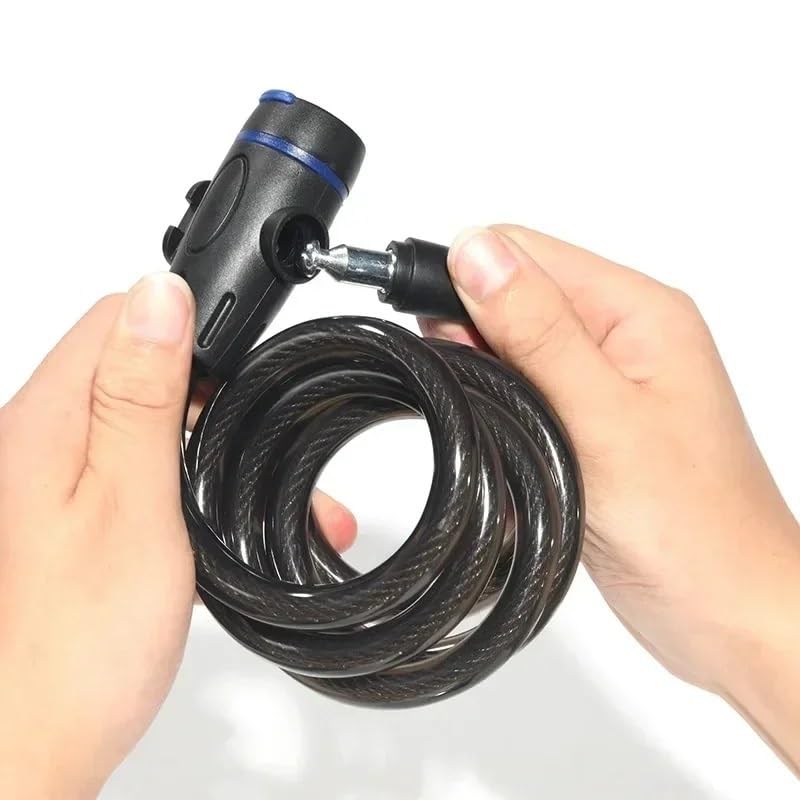 Lucchetto antifurto Universale per Bicicletta, Bobina di Cavo in Acciaio Inossidabile per Lucchetto di Sicurezza per Bici MTB per Motocicletta Castle (Colore: Nero) (Blu)