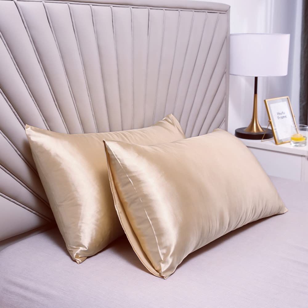 Sleepymoon Satin Pillowcase Set (2 Pieces) - 20x30 Inch, Champagne Color, Envelope Closure For Hair & Skin - View #8