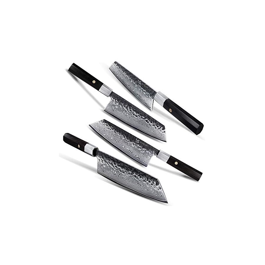 MSY BIGSUNNY 8.3" Forged Damascus Steel Cleaver Knife - Asian Vegetable Knife Nakiri Knife - Octagonal Sandalwood Handle