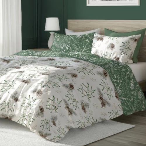 Faro Bettwäsche Set Baumwoll Weihnachtsbettwäsche (Grün Weiß -...