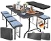 KESSER® Bierzeltgarnitur 3er Set, Klapptisch + 2X Sitzbank – Gartenmöbel Set für 8 Personen, 183x76x74cm, Bierbankgarnitur für Garten, Balkon, Camping & Party, Abdeckung & Kofferfunktion, Anthrazit