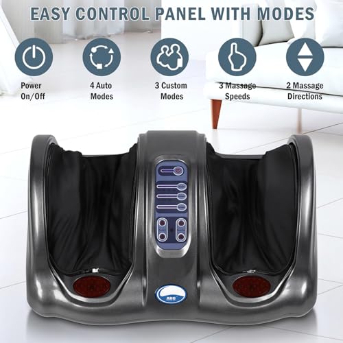 Image of ARG Healthcare Foot Massager Machine With Kneading, Rollers & Heating Function | 3 Intensity Level With Custom Settings | Corded Electric Foot, Leg Massager fot Pain Relief Also used as Calf, Arm, Thighs Message (Silver)