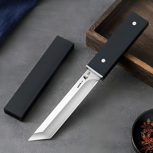 Image of Handcrafted Japanese Utility Knife - High-Carbon Steel Blade with Minimalist Black Handle & Protective Sheath (Pack of 1)