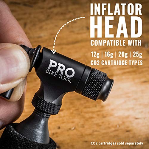 Pro Bike Tool CO2 Inflator - Quick & Easy - Presta and Schrader Valve Compatible - Bicycle Tire Pump for Road and Mountain Bikes - Insulated Sleeve - No CO2 Cartridges Included (Matte Black) - Thumbnail 2