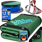 poolomio® Pool Winterabdeckung rund 366 cm (350-380 cm) | 2in1 Solarplane & Poolabdeckung | Robuste, UV-beständige 110g/m² PE Poolplane Abdeckplane | Planenmaß: Ø 430 cm