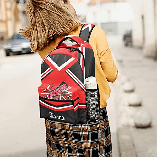 Red Black Cheer Custom Name Backpack Waterproof Casual Daily Pack for Gift Hiking Camper Pack4