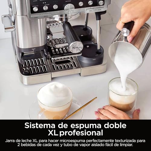 Ninja Luxe Pro Cafetera 3 en 1 para latte, cappuccino, cold brew y espresso con molinillo y espumador de leche integrados, fácil de usar y 5 preajustes automáticos de espuma, plata, ES701EU - imagen 8