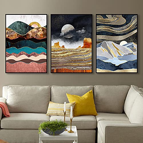 Cuadros para salon modernos abstractos que solucionan la falta de vida en paredes grandes 3pcs