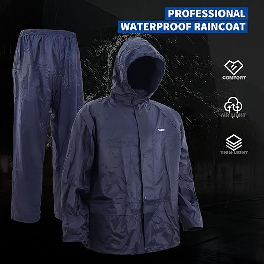 Image of TLN Waterproof Raincoat for Men | Lightweight & Durable Rain Jacket with Hood | Windproof & Breathable | Travel-Friendly, Bike & Motorcycle Use | Full-Length