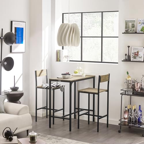 Miniatura 8 de Sobuy Ogt03-N Juegos De Muebles Altas, Mesa De Cafetería, 3 Piezas Set De Balcón, Set De Bar, 1 Mesa Y 2 Sillas, Es