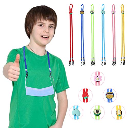 KATOCHUG Kids & Adults 6PCS Adjustable Mask Lanyard - Mask Holder around Neck for Kids Anti Lose Face Mask - Mask Chain - Mask Clips