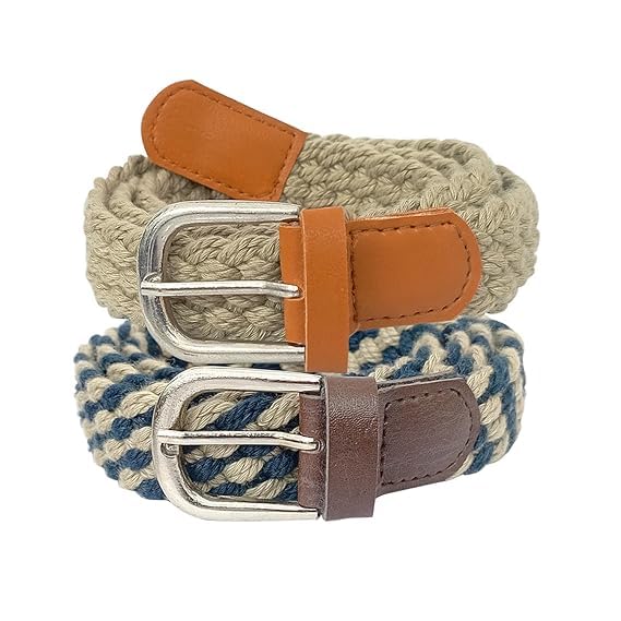 Handmade Cotton Braided Casual Belt for Girls | Handwoven Braided Belts for Women | Long Shirt Belt Set (1 Beige Blue & 1 Beige - 2 PCS)-image-21