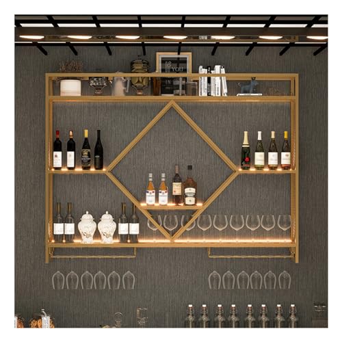 Support à verres à vin réglable suspendu mural métal avec LED