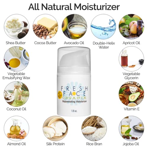 Fresh Face Organix Organic Facial Moisturizer. Revives Aging Skin Quickly. Repairs Dry Skin, Wrinkles, Dark Spots, Irritations And Sunburn. For All Ages And Skin Types. #TOP3