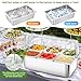Qmeeki Countertop Food Serving Display Container with Clear Roll Top Cover, Stainless Steel Serving Tray Buffet Condiment Dispenser Ice Cooled Food Display Rack Pans(6 Pan)