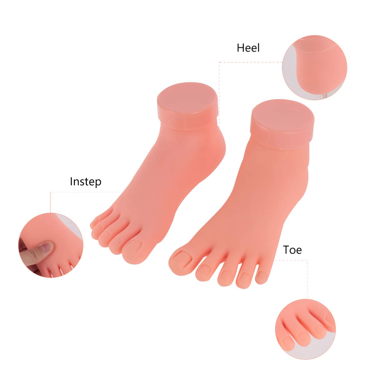 Ipetboom 2 Pcs/1 Pack Nail Art Practice Right Left Foot Model Practical Manicure Training Model Practice Tool for Girl