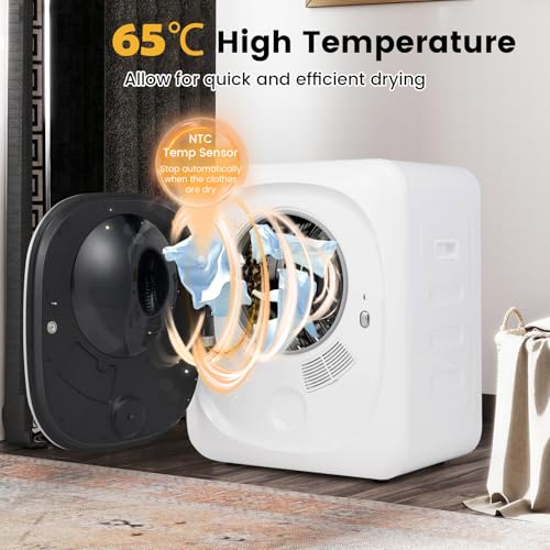 COSTWAY 4kg Vented Tumble Dryer, 800W Compact Laundry Dyer with Deodorize, Smart Mode, 4 Temp Settings, 6 Timer, Stainless Steel Tub & LED Touch Screen, Front Load Clothes Dryer Machine - Image 3