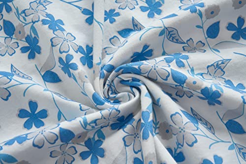 Keyocean Ladies Nightgowns For Summer, Soft 100% Cotton Lightweight Comfortable Short Sleeves Nightgowns For Women, Blue Flower, X-Large #TOP5