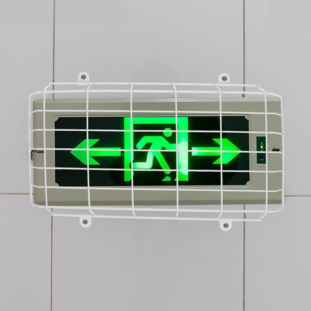 HANABASS 2 Pack Metal Emergency Light Wire Guard for Exit Sign, Protective Cover Cage with Screws, Wall Mount Wire Cover for Emergency Light in Public Spaces, 16.1 x 10 x 1.2 Inches