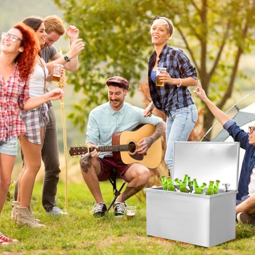 GarveeLife Drop in Ice Chest, 28" L x 16" W x 17" H Stainless Steel Ice Cooler, Commercial Ice Bin with Hinged Cover, Outdoor Kitchen Ice Bar, Drain-Pipe and Drain Plug Included, for Cold Wine Beer by GarveeLife - Image 6