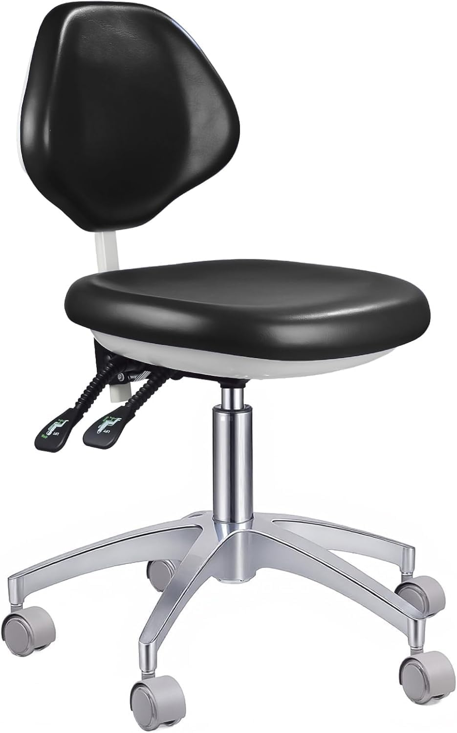 REEHUT Dental Medical Chair Doctor's Stool Multifunctional Height-Adjustable Swivel Chair Mobile Chair PU Leather Blak