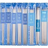 Smilcloud 40 Agujas de Tejer Rectas, Agujas de Tejer Rectas Cortas de Doble Punta de Acero Inoxidable, Que se Utilizan para Encajes de Suéteres y Prendas de Tejer Gorro (2 mm a 6 mm)