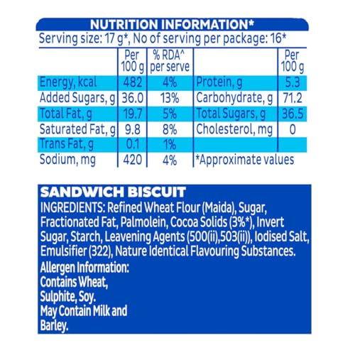 Image of Cadbury Oreo Chocolate Flavour Cream Sandwich Biscuit Family Pack, 275.55 g (Pack of 2)