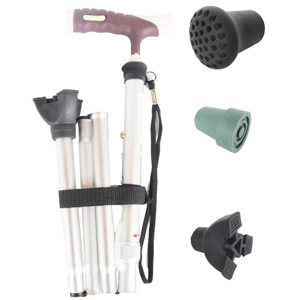MObyat Andador para Ancianos,Muletas Bastón Plegable para Ancianos Equilibrio Auxiliar Seguro, Bastón para Caminar Ajustable en Altura de Aluminio Ligero, Muletas para Ancianos Ancianos Hombre Muje