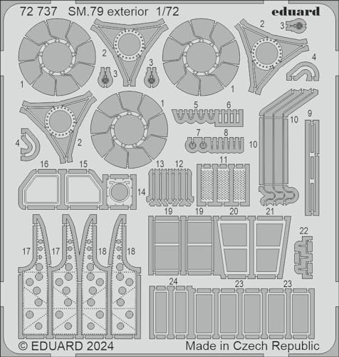 PHOTODECOUPE SM.79 Exterior 1/72 Eduard 72737 set amelioration maquette Italeri