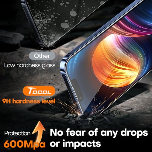 Image of TOCOL for iPhone 13 Pro Max Screen Protector /iPhone 14 Plus Screen Protector Military Grade Shatterproof HD Tempered Glass Full Coverage Anti-Fingerprint Easy Installation Case Friendly 2 Pack