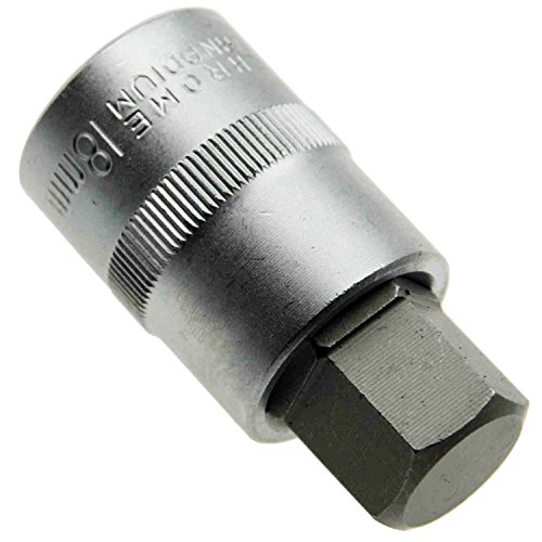 18 mm Innensechskant (6-kant/sechskant) Steck-Nuss Schlüssel Stecknüsse für Innen-6-kant Schrauben/Steckschlüssel-Einsatz Schraubendreher-Einsatz 1/2" (12.5mm) Antrieb Cr-V (S2) Länge 55 mm