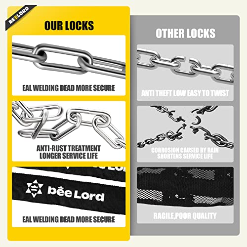 Beelord Bike Chain Lock 3.2Ft Heavy Duty Bike Lock Anti-Theft Bicycle Chain Lock 6Mm/0.24Inch Thicker Bicycle Lock Chain Bike Lock With 2 Keys For Bike, Motorcycle #TOP5