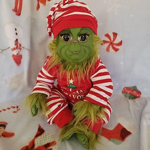 Mxhuc Reborn Baby Dolls, Reborn Baby Grinc Toy Cute Christmas Stuffed Plush Realistic Cartoon Simulation Dolls Toy Hugging Doll for Children Home Decor, 8 Inches