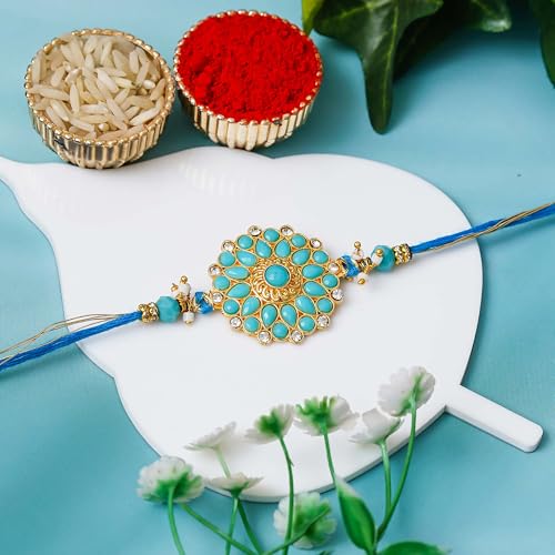 Image of eCraftIndia Golden Red Religious Shrinathji Rakhi for Brother | Raksha Bandhan Rakhi for Bhai Bhaiya