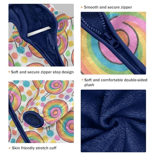 Colorful Lollipops on White Background Toddler Fleece Jacket Girl Boys Hooded Fleece Jacket Coat3