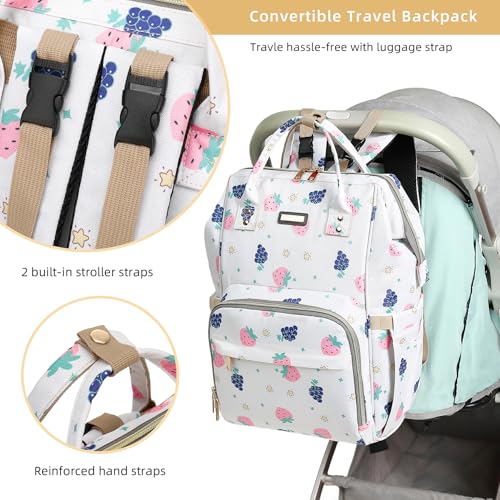 Image of GAIVP Diaper Bag Backpack, Diaper Bags for Baby Girls Boys, Baby Bags for Moms Dads, Nappy Changing Bag with Insulated Pockets,Multi-functional Waterproof Backpack with Stroller straps-Berry White