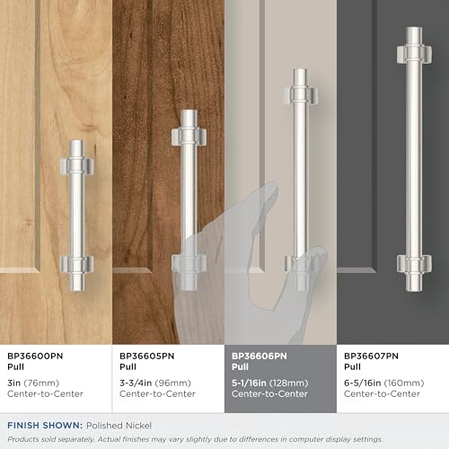 Image of Amerock BP36606PN | Davenport 5-1 /16 inch (128mm) Center-to-Center Polished Nickel Cabinet Pull | Kitchen Cabinet Hardware | Furniture Hardware | Drawer Handle