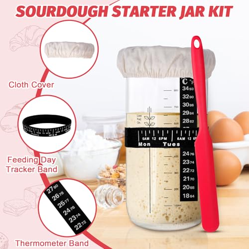 Image of EWFEN Sourdough Starter Kit with Round & Oval Banneton, Complete Sourdough Bread Baking Supplies, Bread Proofing Basket with Starter Jar, Bread Making Tools Kit for Beginners & Bakers