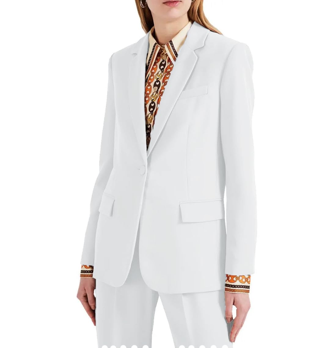 Womens 2-Piece Suit - 1-Button Notch Lapel Blazer Pants for Office Work