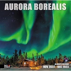 RED EMBER Aurora Borealis 2023 Hangable Monthly Wall Calendar | 12″ x 24″ Open | Thick & Sturdy Paper | Giftable | Space See the Light