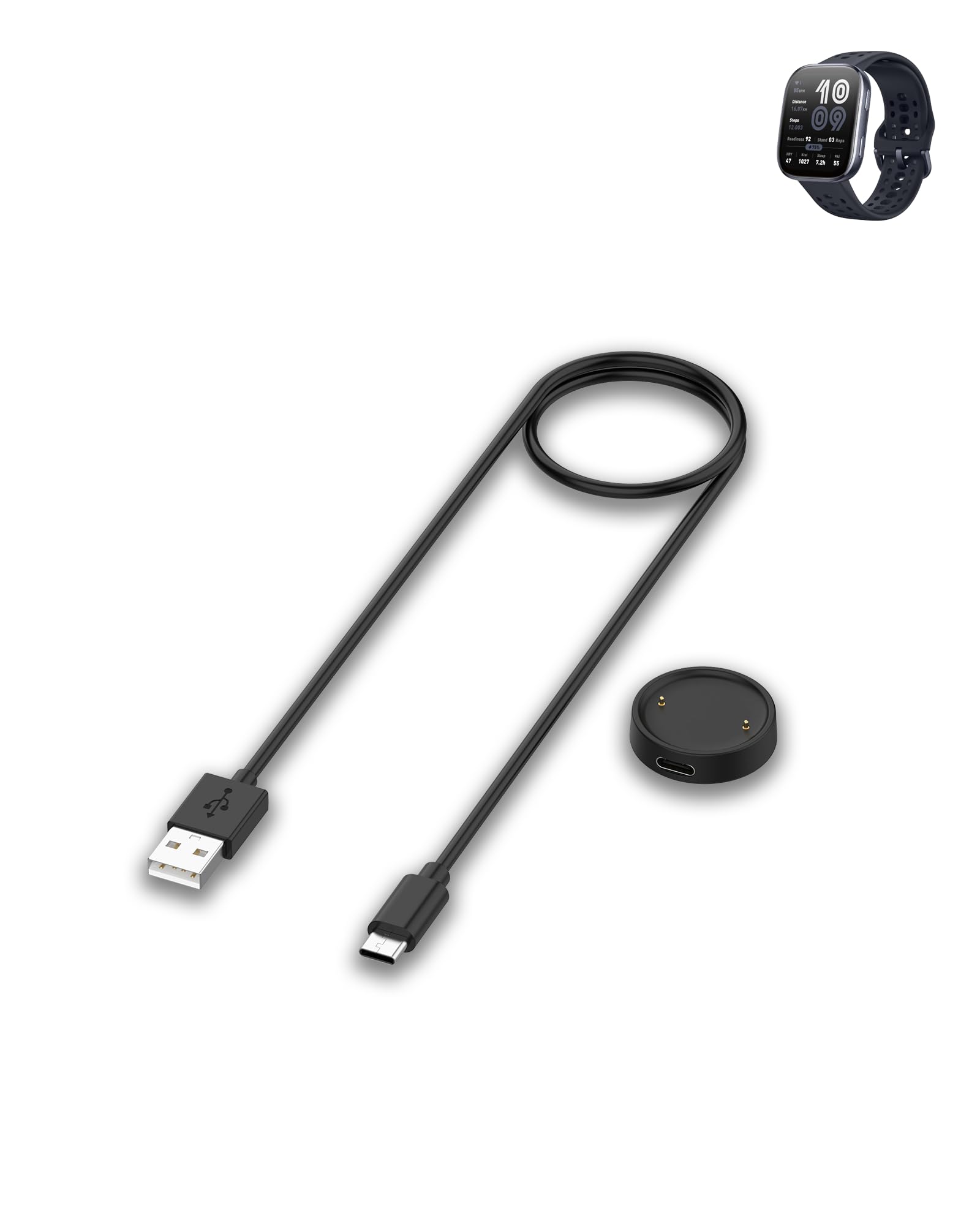 System-S Cavo USB 2.0 100 cm cavo di ricarica per Amazfit Falcon A2029 A2028 angolo nero