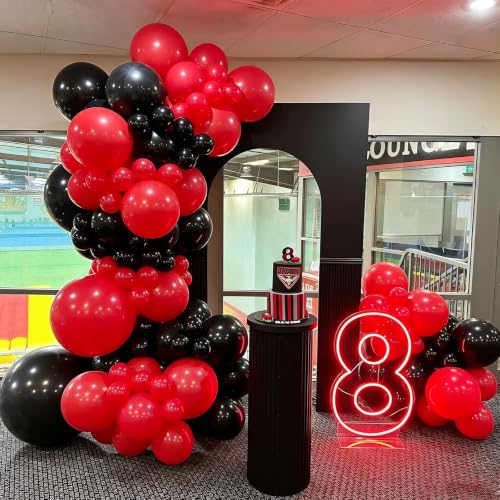 Image of YMSZ Red and Black balloons, 100pcs 12Inch Red Balloon Birthday decorations
