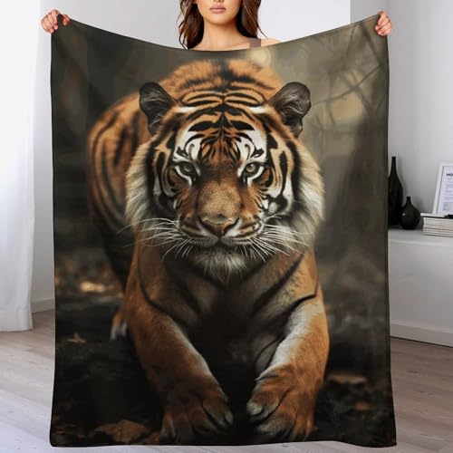 Couverture de luxe tigre pour lit et canapé en microfibre