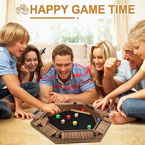 Shut The Box Game for 2-6 Players, Exqline Wooden Board Table Math Game with 16 Dice for Adults and Kids, 6 Way Classic Puzzle Board Games for Home Classroom or Pub 6 51UAz84isaL. AC